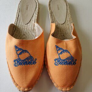 Ganni Embroidered Espadrille Slides